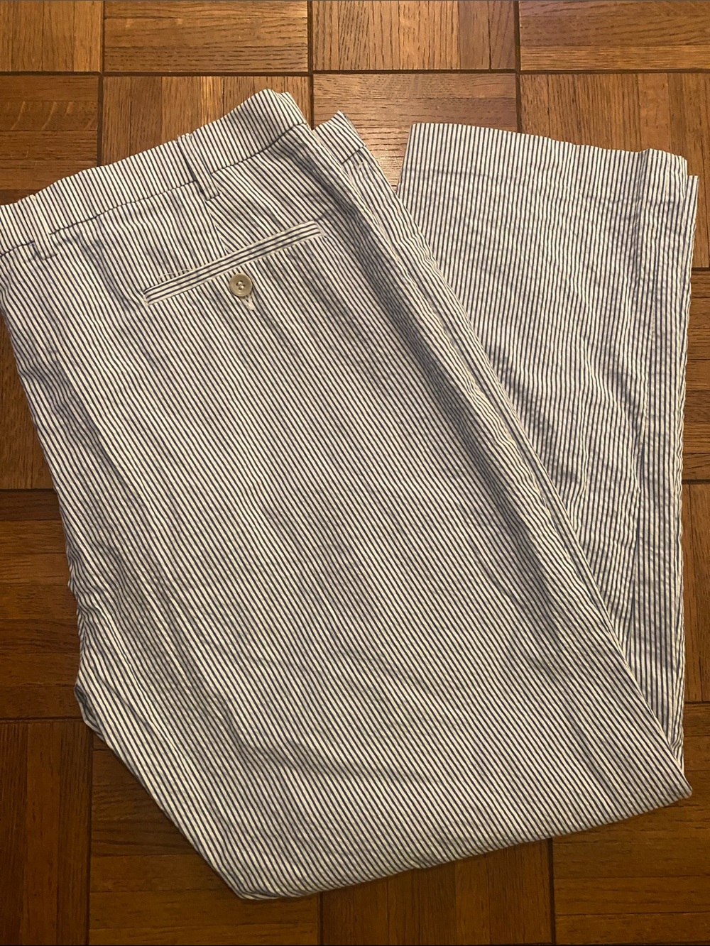 Men's Blue Stripe Seersucker Chinos vintage